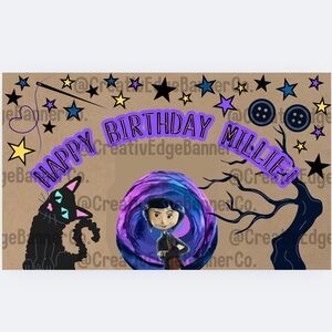 Coraline Birthday Banner Editable Template